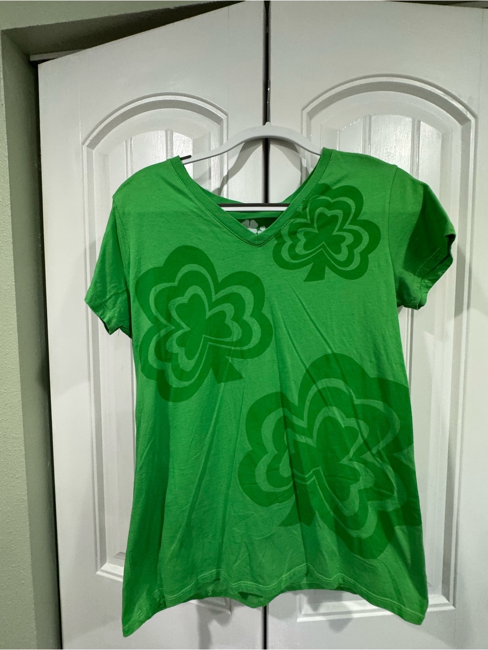 Lucky Brand Green Shamrock V-Neck Tee